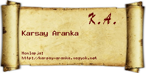 Karsay Aranka névjegykártya